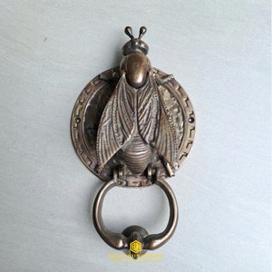 8.6&quot; Vintage Solid Brass Hornet Door Knocker - Decorative Door Bell Gate Front Door Hanging HEAVY Hornet Statue Antique Brass Wall Decor