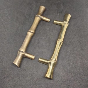 5.7&quot; (2 pcs) Vintage Solid Brass Drawer Pulls, Bamboo Drawer Handle Pull, Cabinet Cupboard Dresser Brass Pulls, Knob Pull Hardware 14.5 cm