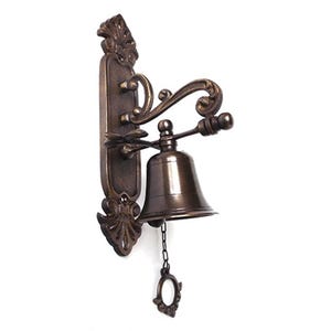 7.8&quot; Vintage Solid Brass Victorian Doorbell Brass Bell Decorative Door Knocker Antique Brass 20cm