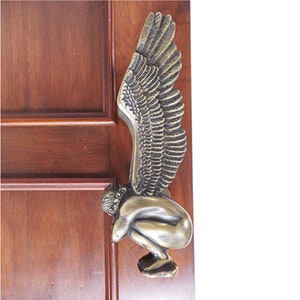 Vintage Angel Solid Brass Door Handle Pull, Entry Door Handle, Antique Door Pull, Front Door Handle, Classic Rustic Interior