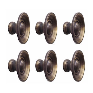 1.2&quot; (6pcs) Vintage Solid Brass Knob Drawer Pulls, Round Concave Spiral Knobs Drawer Handle, Cabinet Drawer Brass Pulls, Knob Pull Hardware
