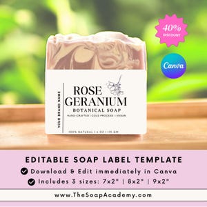 Modello di etichetta per sapone fatto a mano / Confezione di sapone per fascia addominale modificabile per piccole imprese / Design di etichette per sapone personalizzate