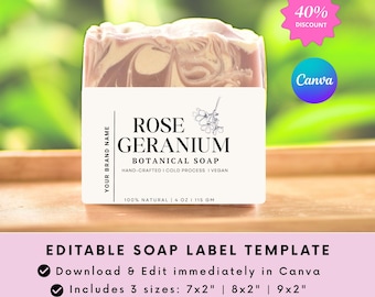 Handmade Soap Label Template | Editable Belly Band Soap Packaging for Small Business | Custom Soap Labels Design