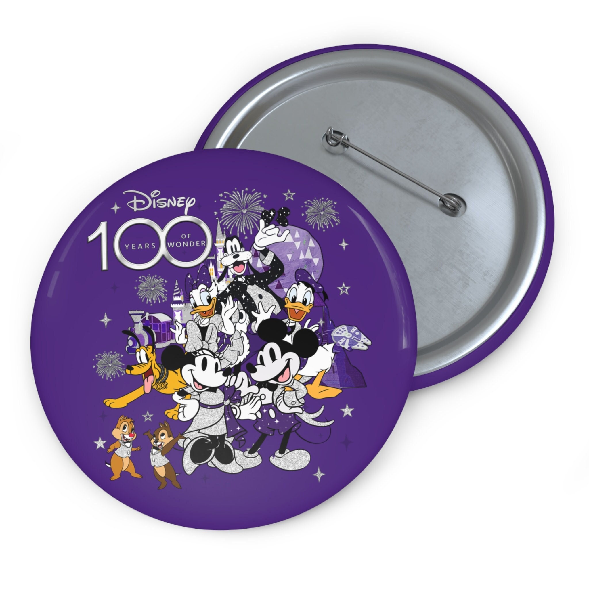 Disneyland Buttons, Disney 100 Years of Wonder Pin, Mickey and Friends 100th Pin Button