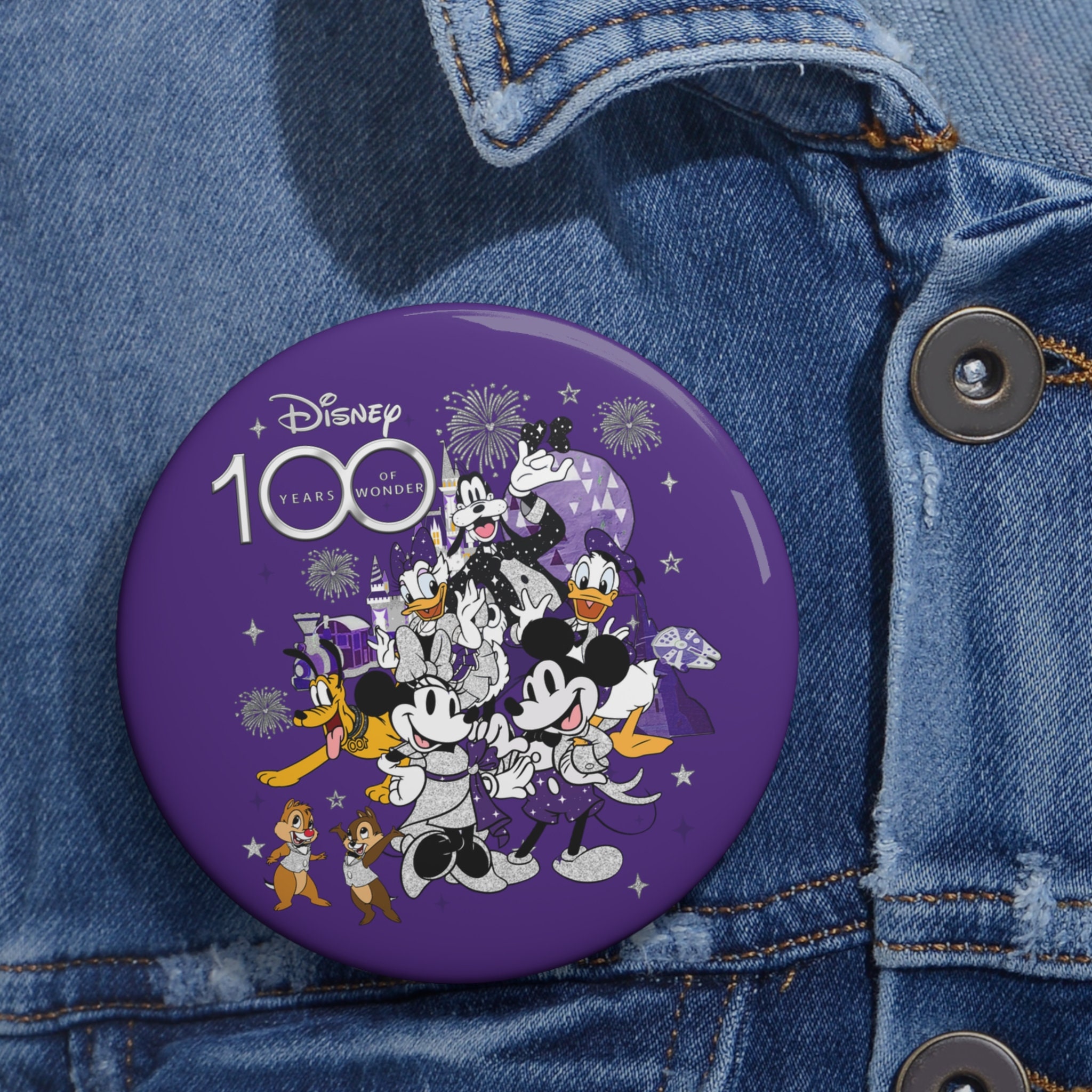 Disneyland Buttons, Disney 100 Years of Wonder Pin, Mickey and Friends 100th Pin Button