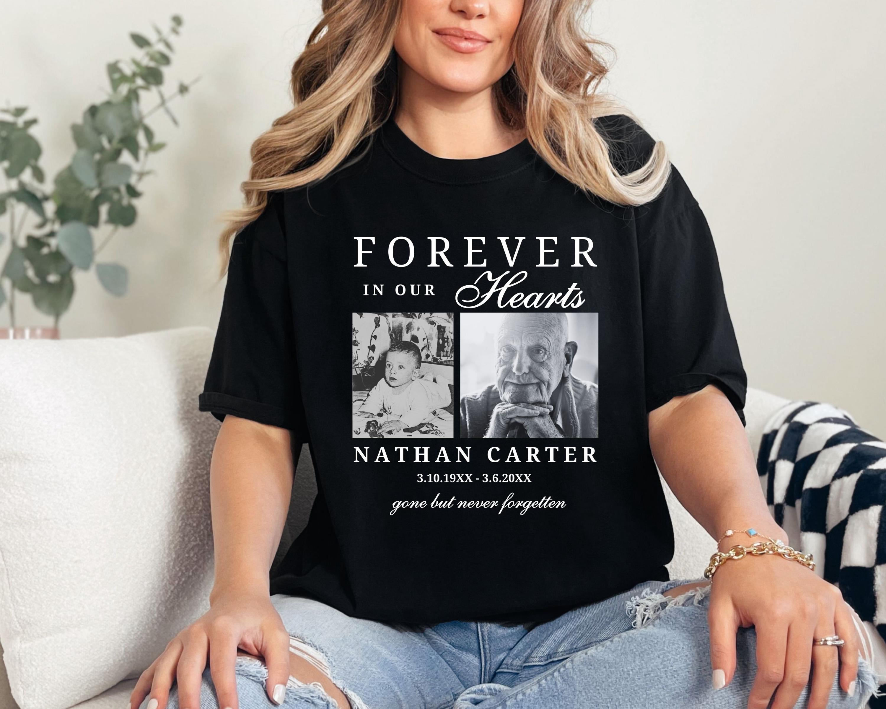 Custom Forever in Our Hearts T-shirt, Personalized in Loving