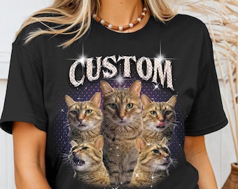 CUSTOM Pet Portrait T-Shirt, Comfort Colors 1717 Shirt, Personalized Pet Photo Tee, Custom Cat Dog Face Shirt, Gift for Pet Lovers