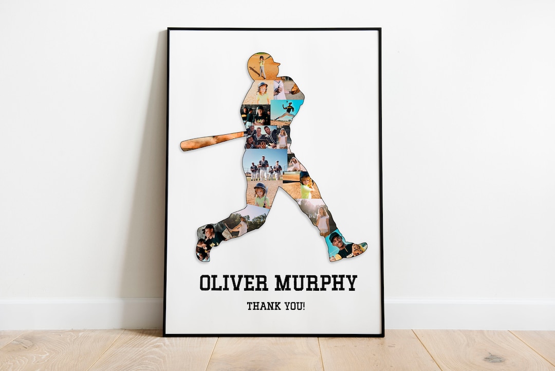 Printable Baseball Photo Collage, Baseball Gift Art, Birthday Gift for ...