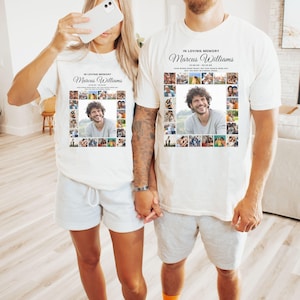 Custom Memorial Photo Collage T-Shirt, In Loving Memory Shirt With Name, Personalized Tribute Tee For Loss Of Loved One, Bereavement Gift