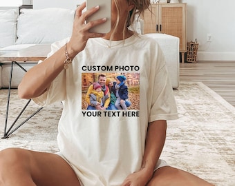 Custom Photo T-Shirt with Personalized Text – Birthday Gift, Family Picture Shirt, Matching Group Tee, Custom Text Shirt for Him Her