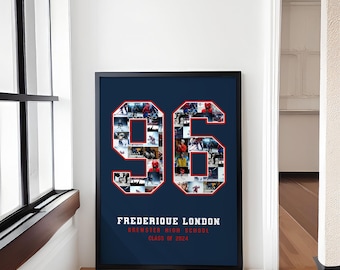 Any Number Basketball Player Collage, Senior Night Hockey Gift, Lacrosse Photo Collage, Football Player Gift, Shirt Number Printable