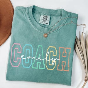 Coach Shirt Personalized Name Tee, Teacher Appreciation Gift, Sports Coach Gift, Comfort Colors Shirt, Cute Back to School Tee