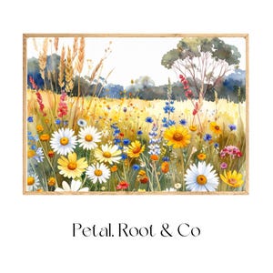 Meadow Wildflowers Painting | Vintage Landscape Print | Farmhouse Wall Decor | Vintage Art Print | Printable Wall Art | Digital Download