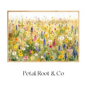Wildflower Meadow Digital Wall Art – Colorful Watercolor Landscape Printable | Meadow Blooms | Cottage core Boho Decor