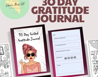 Diario della gratitudine quotidiana / PDF stampabile di 92 pagine da colorare consapevolmente e da riflettere