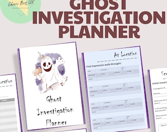 Paranormal Ghost Investigation Planner | 19-Page Field Log PDF