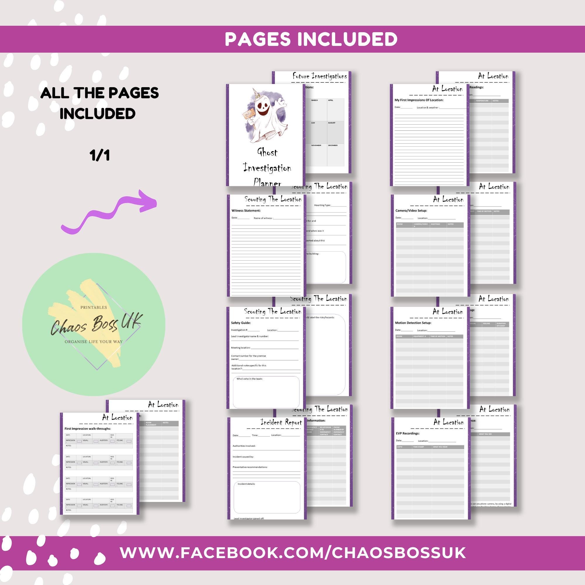 Paranormal Investigation Planner, 16 Page Ghost Hunting Field Log ...