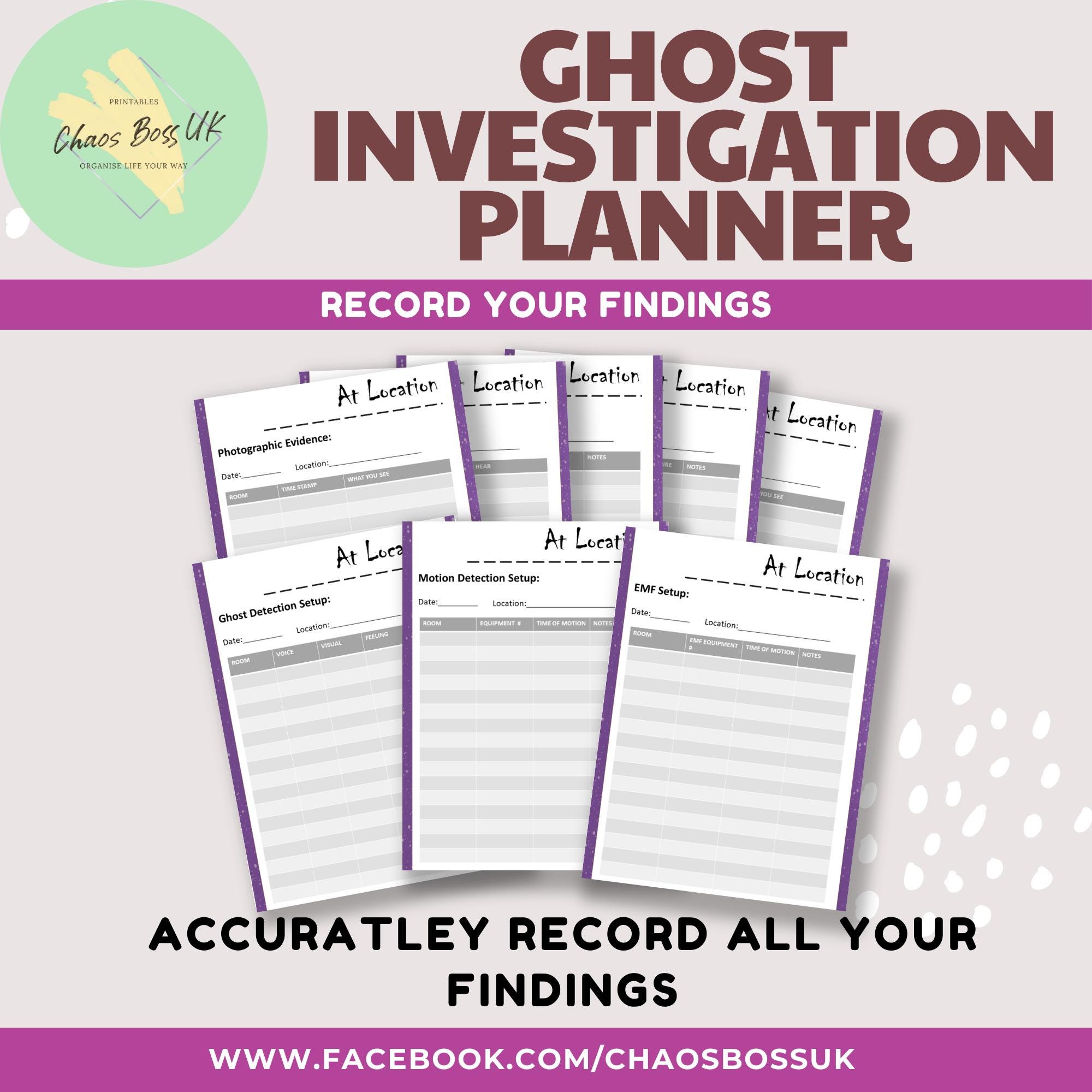 Paranormal Ghost Investigation Planner | 19-page Field Log PDF - Etsy