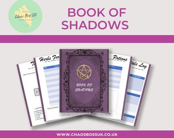 Book of Shadows Planner - Spiritual and Wiccan Grimoire with pages for Tarot, crystals, spells and more - Printable A4 PDF
