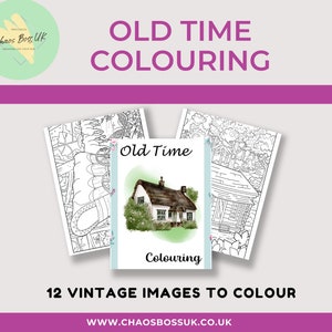 Vintage Village Cottagecore Colouring - 12 A4 printable PDF pages that celebrate the simple pleasures of cottage life from a bygone era
