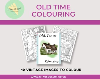Vintage Village Cottagecore Colouring - 12 A4 printable PDF pages that celebrate the simple pleasures of cottage life from a bygone era