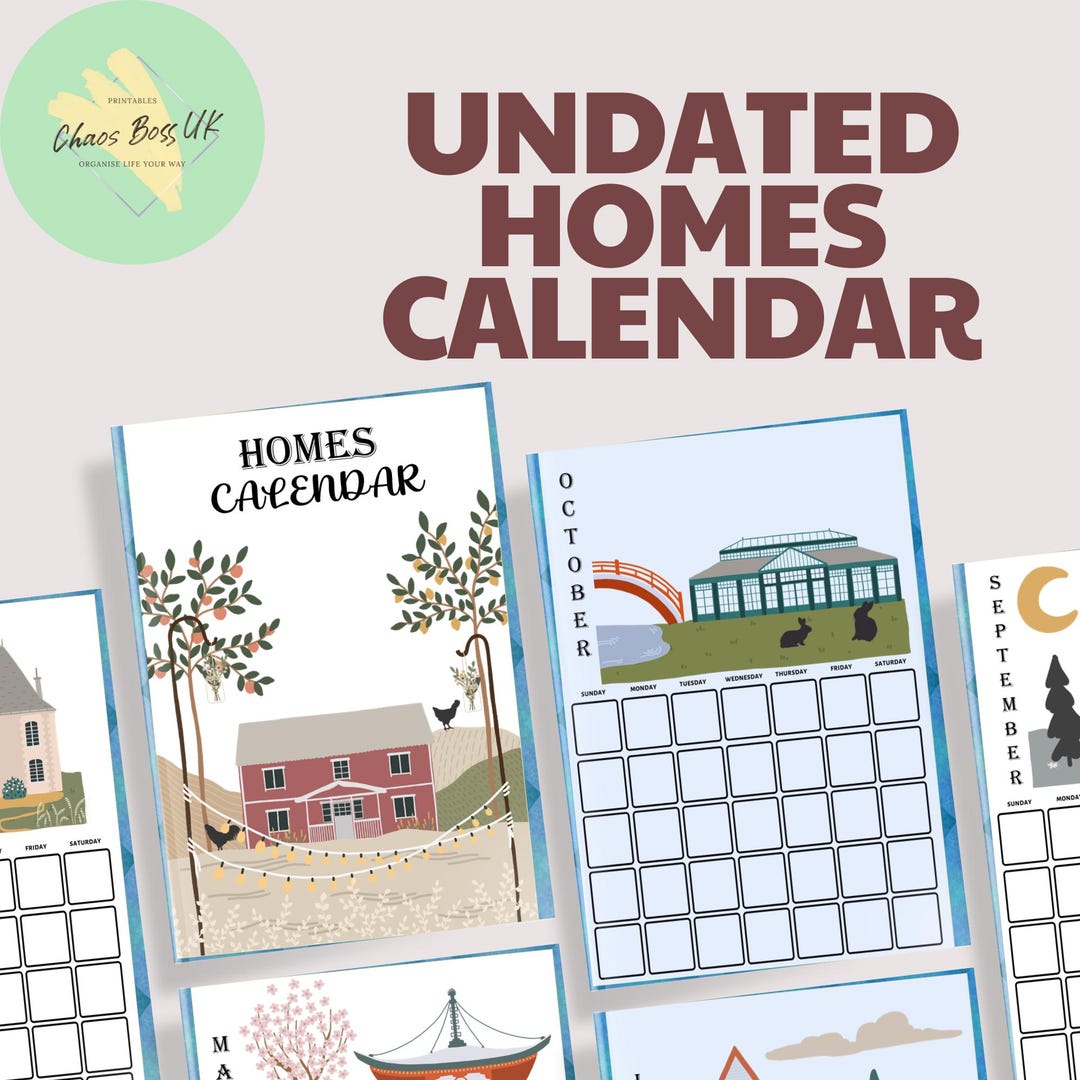Cozy Home Illustration Calendar | 12-month Printable PDF - Etsy