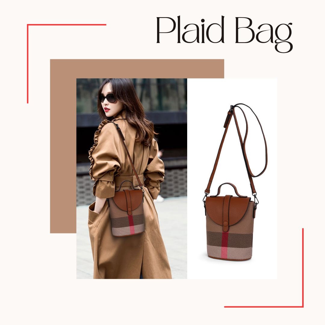 Women Bags 2023 New Luxury With Crossbody Shoulder Strap Boston Fashion  Plaid Cloth Leather Party Designer Side Vintage Handbags - AliExpress