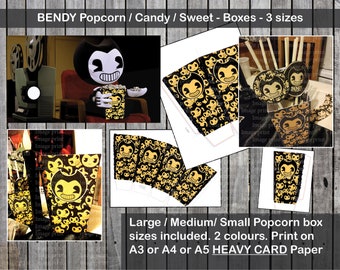 Bendy und die Tintenmaschine Popcorn (Candy) Box Vorlagen. Klein / Mittel / Groß. SOFORTIGER DOWNLOAD (Hohe Auflösung)