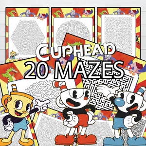 Cuphead - 20 Mazes A4/Letter page size - Level Hard Mazes -Instant Download