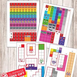 Numberblocks Faces 1 -20 - For 2cm blocks, Download these A4 Stickers Print at home, Instant Digital Download