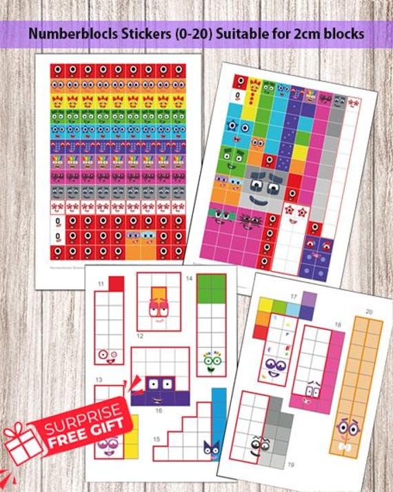 Numberblocks Faces 1 -20 - for 2cm Blocks, Download These A4