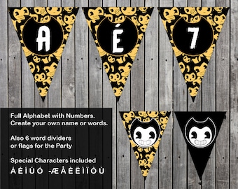 Banner de cumpleaños de Bendy y la máquina de tinta