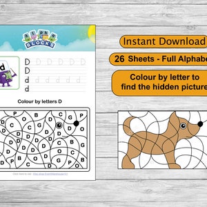 Alphablocks  - Colouring by letter to find hidden picture: A to Z