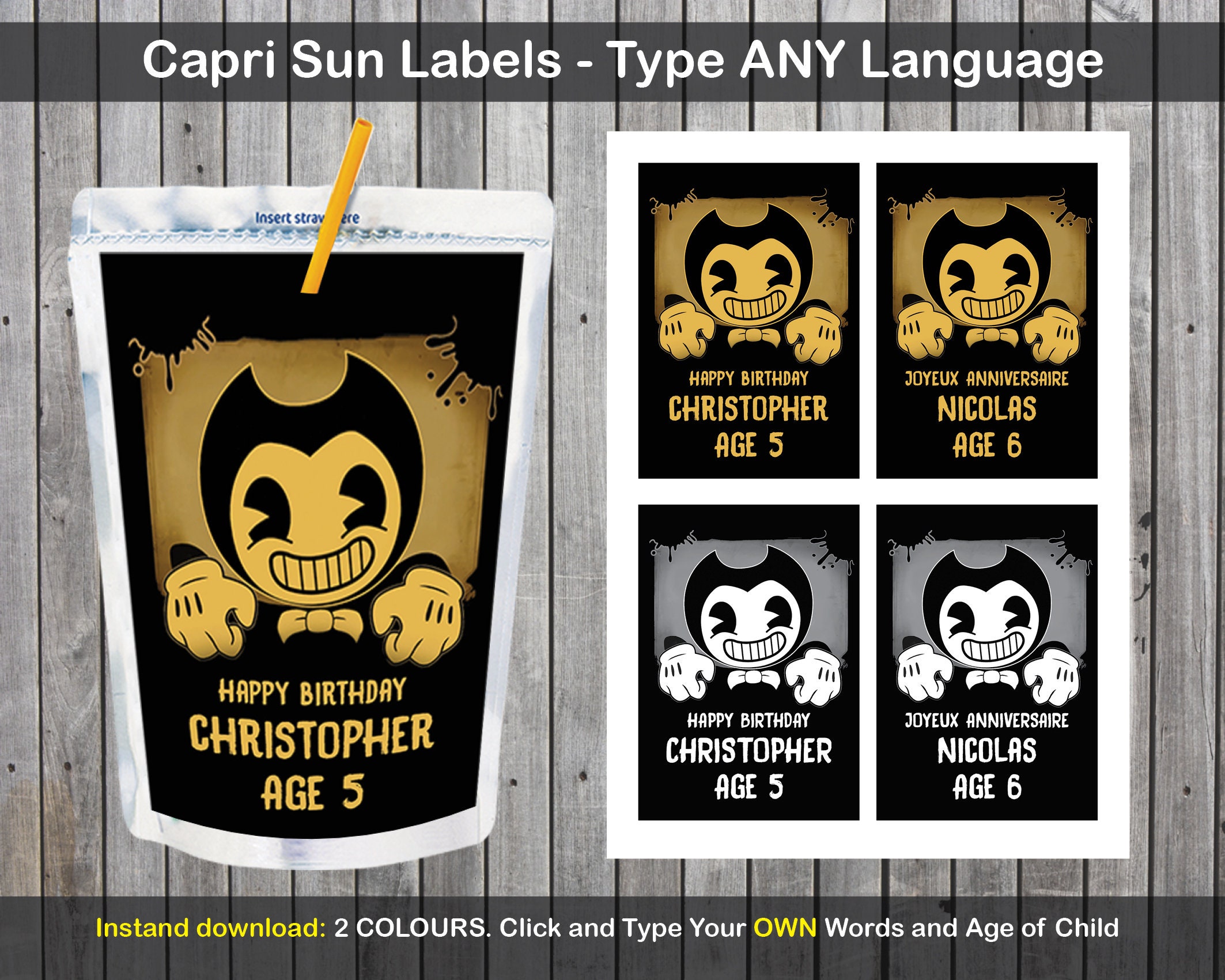 Pick Your Set of 6 Bendy and the Ink Machine Digital Download 