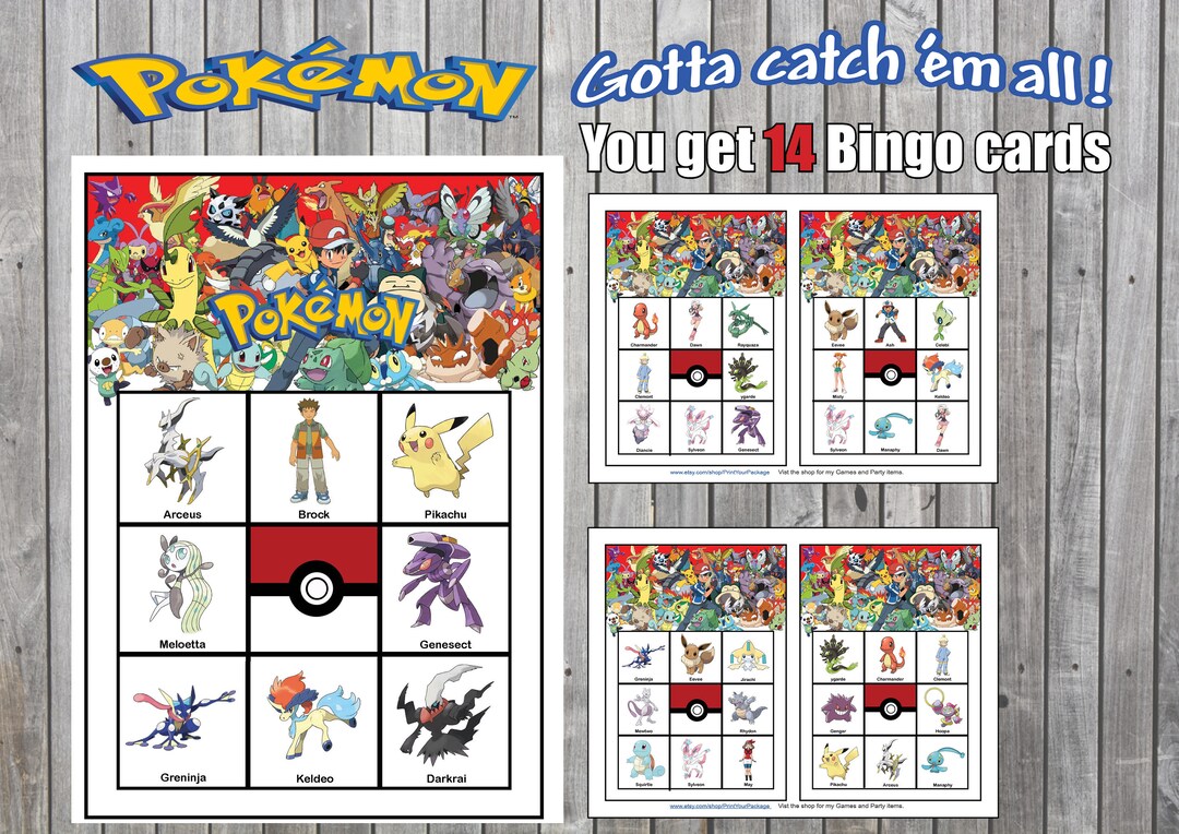 Pokémon Bingo Full House Game PARTY GAME Digital Download Etsy
