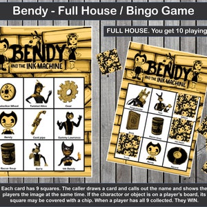 Bendy and the ink machine Bingo /  FULL HOUSE game
