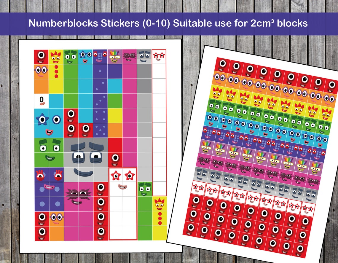 Numberblocks Faces 010 for 2cm Blocks A4 Stickers Etsy