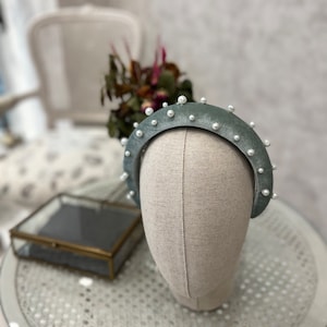 Pearl headband velvet pearl padded headband crown, alice band, pearl crown, pearl accessories, bridal headband, pearl tiara, bridemaid