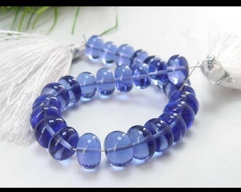 Iolite smooth quartz beads.Iolite gemstone necklace.8 inch full strand long.Making jewellery