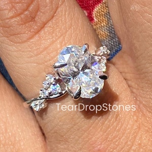 3CT Oval Cut Moissanite Engagement Ring 14K Solid White Gold Tulip Setting Engagement Ring For Her Twisted Band Bridal Ring Anniversary Ring
