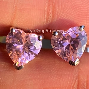 2 CT Pink Heart Cut Moissanite Stud Earring Wedding Earring Screw Back Earring For Women 14K White Gold Earrings Anniversary Gift For Women