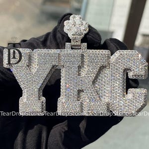 Colgante de hip hop con letra personalizada, colgante con nombre personalizado de moissanita VVS completamente helada, colgante de plata 925 para hombre, colgante de rapero