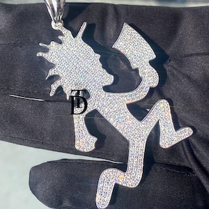 Solid 925 Sterling Silver Hatchetman Charm Pendant, Real Moissanite Pendant, Hip Hop Pendant, Iced Out Hatchetman Charm Pendant Gift For Him