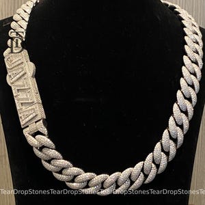 Luksusowy okrągły łańcuszek Moissanite z ogniwami kubańskimi dla mężczyzn Hip Hop Chain 925 srebrny naszyjnik z diamentami Iced Out Rapper Chain Custom Baguette Box Chain