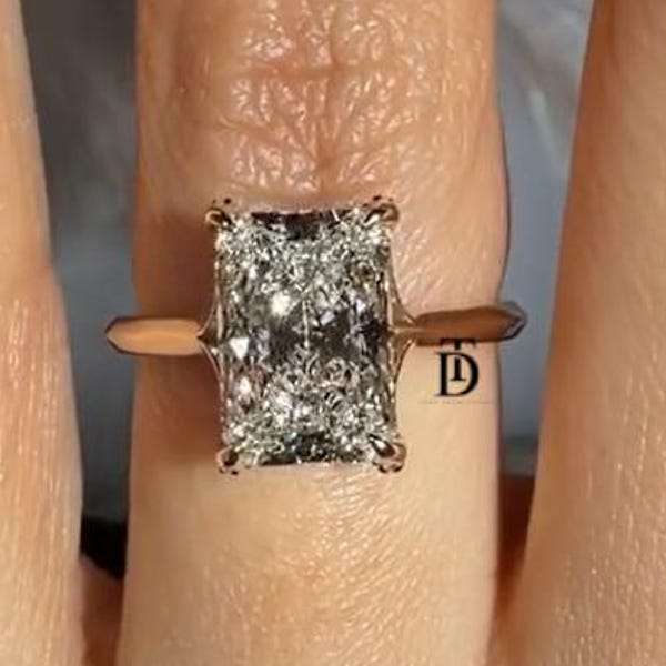 5CT Radiant Cut Moissanite Verlobungsring Für Frauen Strahlende Criss Cross Prong Einstellung Ring 14K Solid Gold Strahlend geschnitten Split Schaftring