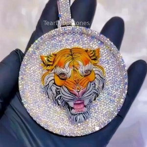 3D Tiger Face Iced Out VVS Pendant Black CZ Diamond Hip Hop 3D Tiger Face Iced Out VVS Pendant Black CZ Diamond Hip Hop