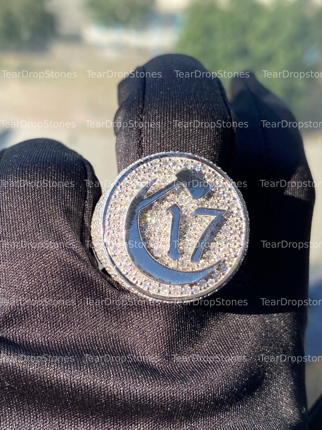 Iced Out Round Moissanite Hip Hop Ring Chapter 17 Men's Ring Custom ...