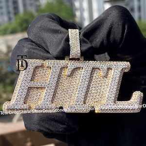 Colgante de moissanita personalizado estilo hip hop, con nombre y letra de moissanita VVS totalmente esmaltada, colgante de plata 925 para hombre, colgante de rapero.