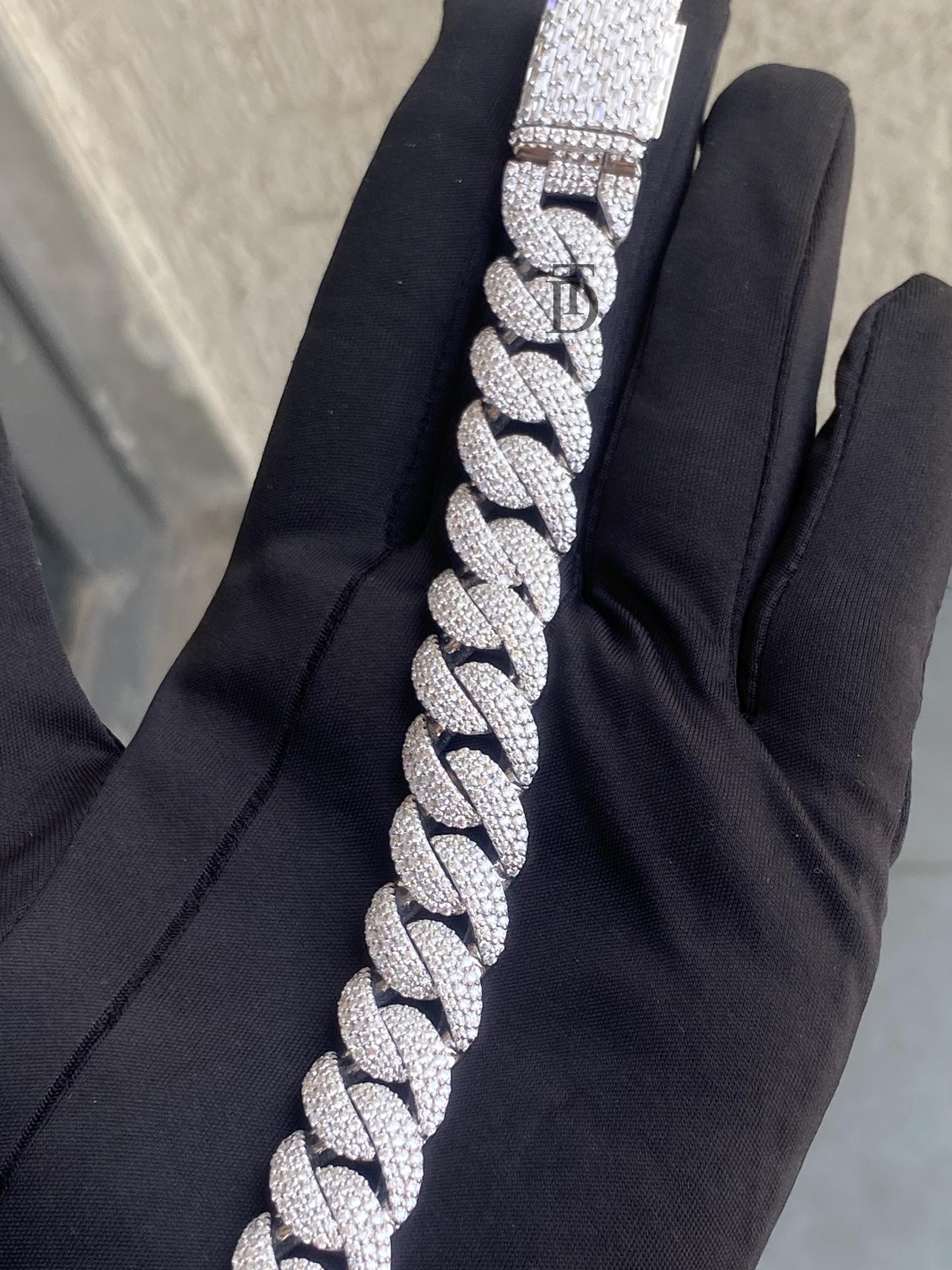 本物のVVS1モアッサナイト マイアミ キューバン リンクブレスレット