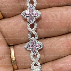 Fully Iced Out Colorful Clover Bracelet VVS Moissanite Diamond Bracelet 925 Silver Infinity Link Leaf Bracelet For Unisex Hip Hop Jewelry